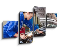 Obraz   Mechanic examining under hood of car with torch, 100 x 60 cm