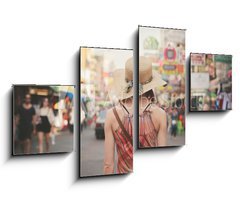 Obraz 4D tydln - 100 x 60 cm F_IS76988770 - Young woman walking in Khao San, Bangkok