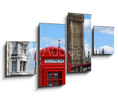 Obraz 4D tydln - 100 x 60 cm F_IS78676038 - Telephone box, Big Ben and double decker bus in London