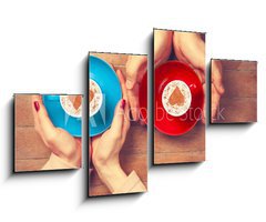 Obraz 4D tydln - 100 x 60 cm F_IS79045228 - Women and man holding cups of coffee