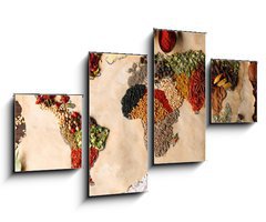 Obraz 4D tydln - 100 x 60 cm F_IS79106209 - Map of world made from different kinds of spices, close-up