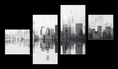 Obraz 4D tydln - 100 x 60 cm F_IS796484552 - Digital cityscape with dots creating modern urban skyline