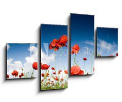 Obraz 4D tydln - 100 x 60 cm F_IS7988528 - Field with poppies under dark sky