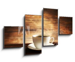 Obraz 4D tydln - 100 x 60 cm F_IS81865478 - Cup of coffee with grains on wooden background