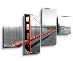 Obraz 4D tydln - 100 x 60 cm F_IS82486303 - Golden Gate Bridge Red Pop on B W - Most Golden Gate erven pop na B W