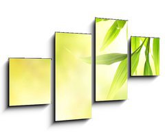 Obraz 4D tydln - 100 x 60 cm F_IS8266726 - Green bamboo leaves over abstract blurred background - Zelen bambus opout pes abstraktn rozosten pozad