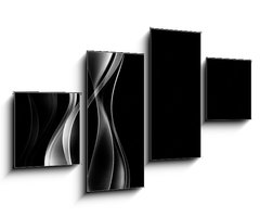 Obraz 4D tydln - 100 x 60 cm F_IS87644944 - abstrakcyjne srebrne fale czarne to