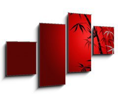 Obraz 4D tydln - 100 x 60 cm F_IS8902413 - bamboo leaves on ared background.