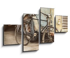 Obraz 4D tydln - 100 x 60 cm F_IS89293041 - Retro styled image of an ancient bike and truck