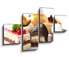 Obraz 4D tydln - 100 x 60 cm F_IS96319616 - Assorted different mini cakes with cream, chocolate and berries