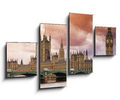 Obraz 4D tydln - 100 x 60 cm F_IS9632866 - Stormy Skies over Big Ben and the Houses of Parliament