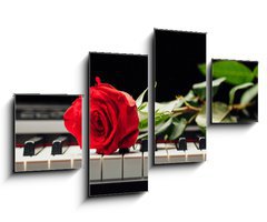 Obraz   piano keys and red rose, 100 x 60 cm