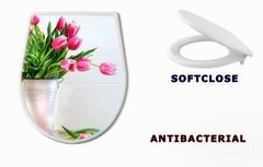 WC sedtko 11553582 - Pink tulips in white metal container