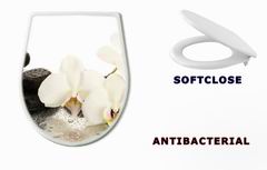 WC sedtko 47301655 - Spa stones and orchid flowers, isolated on white.